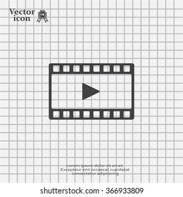 film strip with play - black vector icon