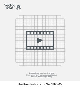 film strip with play - black vector icon