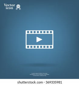film strip with play - black vector icon