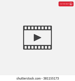 film strip with play - black vector icon