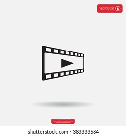 film strip with play - black vector icon