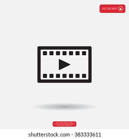 film strip with play - black vector icon