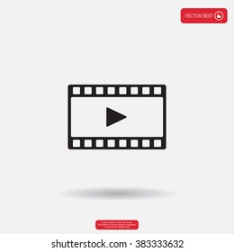 film strip with play - black vector icon