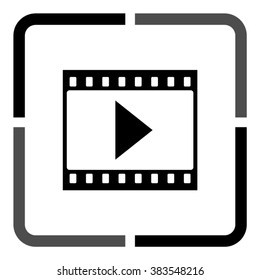 film strip with play  - black vector icon