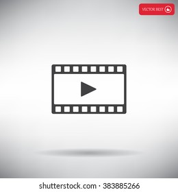 film strip with play - black vector icon