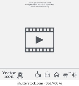 film strip with play - black vector icon