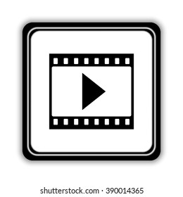 film strip with play  - black vector icon