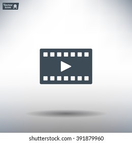 film strip with play - black vector icon