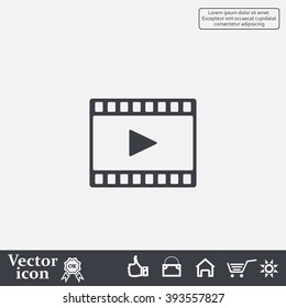 film strip with play - black vector icon