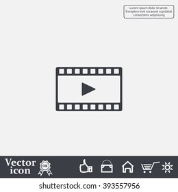 film strip with play - black vector icon