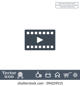 film strip with play - black vector icon