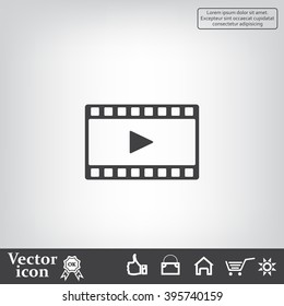 film strip with play - black vector icon