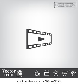 film strip with play - black vector icon