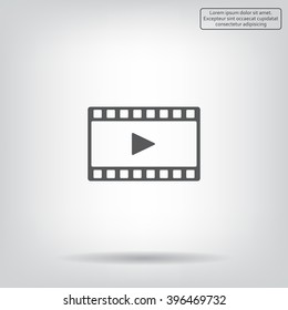 film strip with play - black vector icon