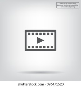 film strip with play - black vector icon