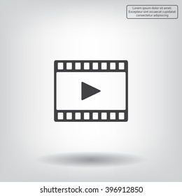 film strip with play - black vector icon