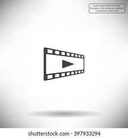 film strip with play - black vector icon