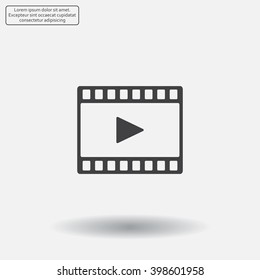 film strip with play - black vector icon