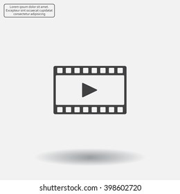 film strip with play - black vector icon