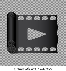 film strip with play - black vector icon