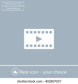 film strip with play - black vector icon