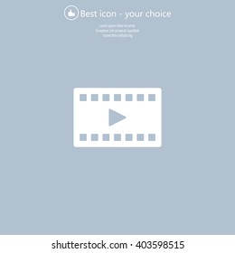 film strip with play - black vector icon
