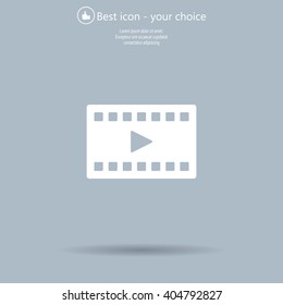 film strip with play - black vector icon