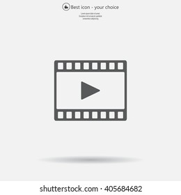 film strip with play - black vector icon