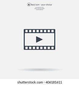 film strip with play - black vector icon