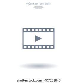 film strip with play - black vector icon