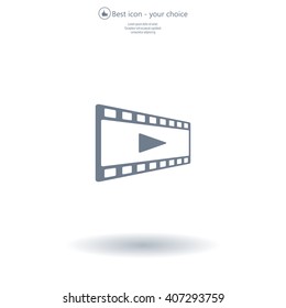 film strip with play - black vector icon