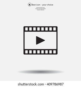 film strip with play - black vector icon