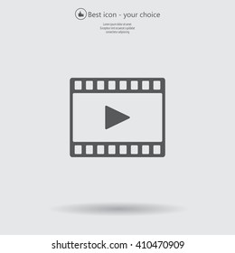 film strip with play - black vector icon