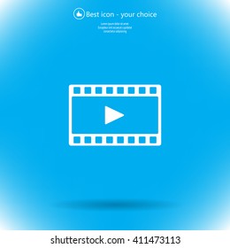 film strip with play - black vector icon