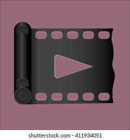 film strip with play - black vector icon