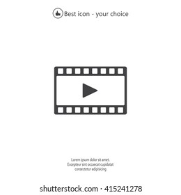 film strip with play - black vector icon