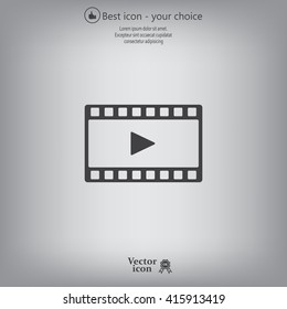 film strip with play - black vector icon