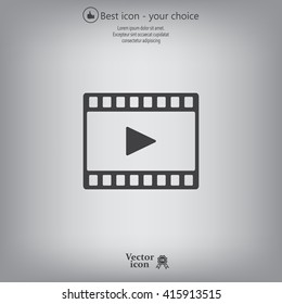 film strip with play - black vector icon
