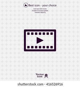 film strip with play - black vector icon