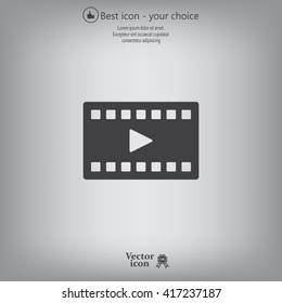 film strip with play - black vector icon