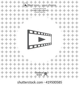 film strip with play - black vector icon