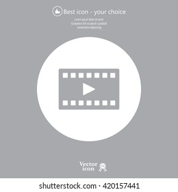 film strip with play - black vector icon
