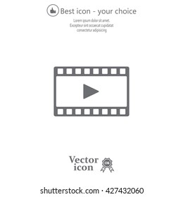 film strip with play - black vector icon