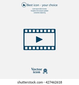 film strip with play - black vector icon