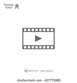 film strip with play - black vector icon