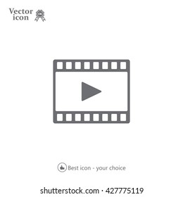 film strip with play - black vector icon