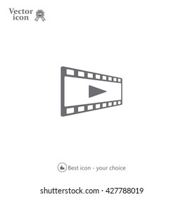 film strip with play - black vector icon