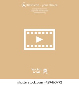 film strip with play - black vector icon