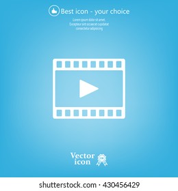 film strip with play - black vector icon
