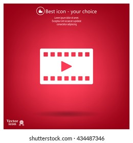 film strip with play - black vector icon